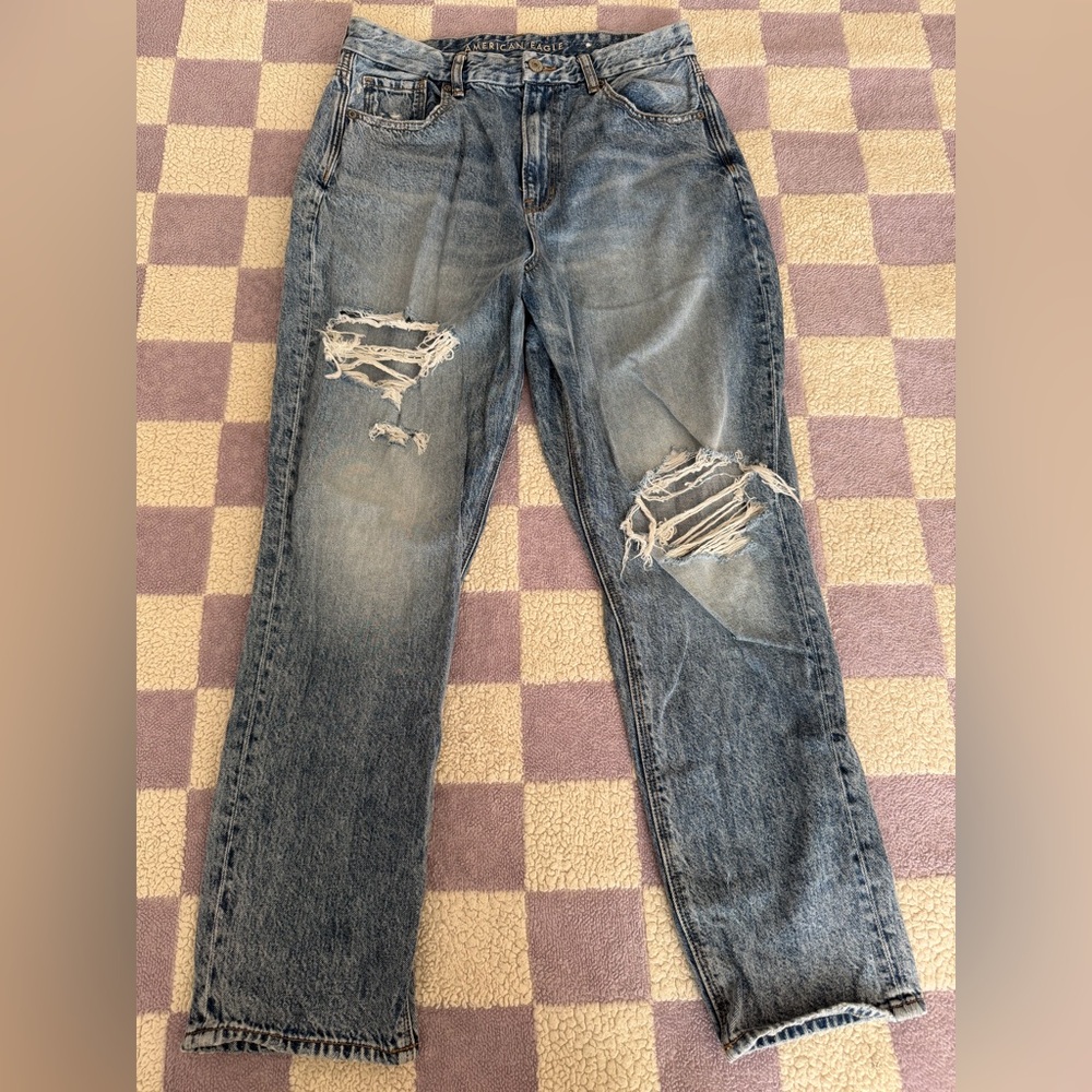American Eagle Outfitters Distressed Curvy Mom Denim Jeans